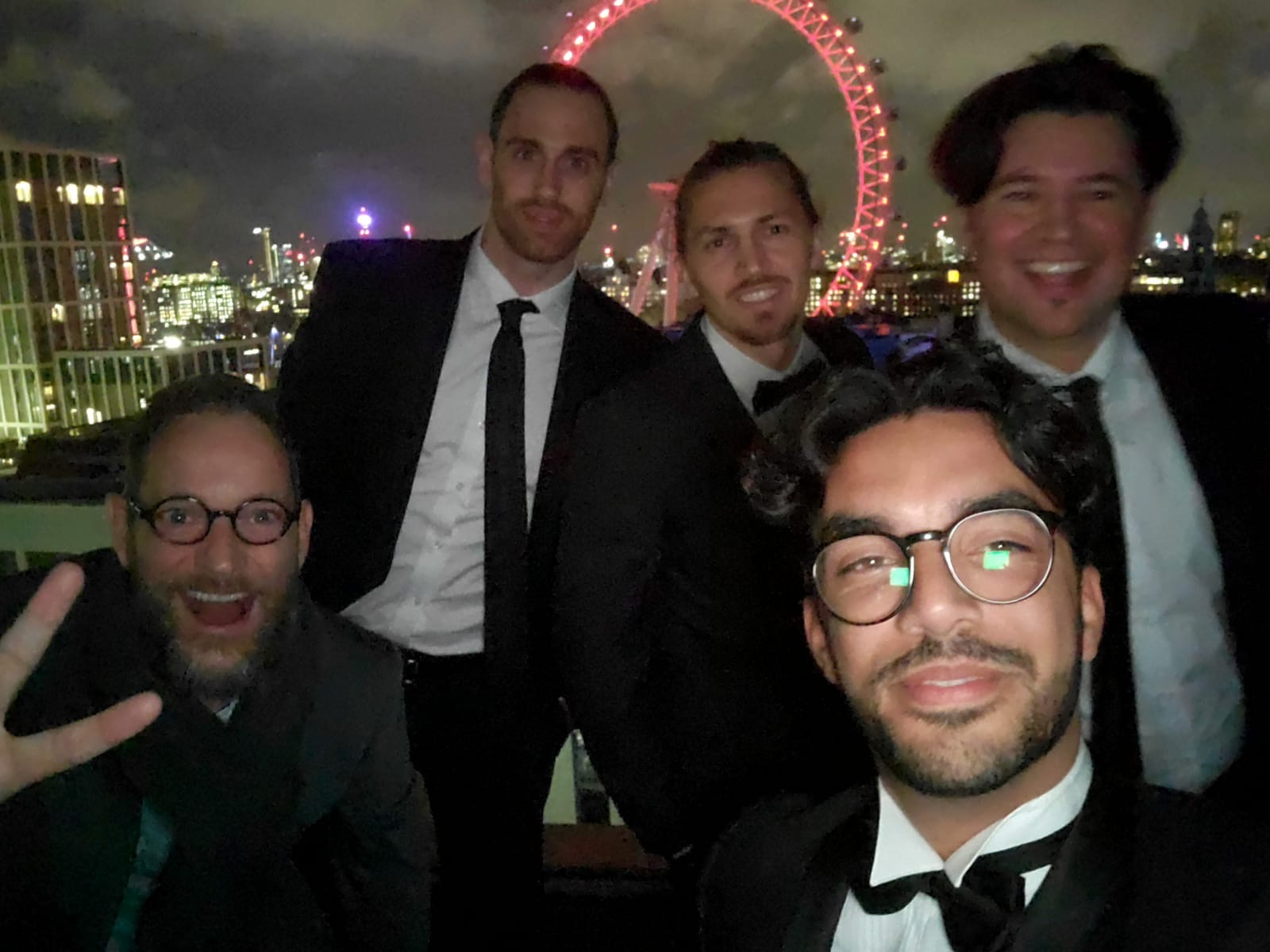 Lorenz with friends at a black-tie event in London